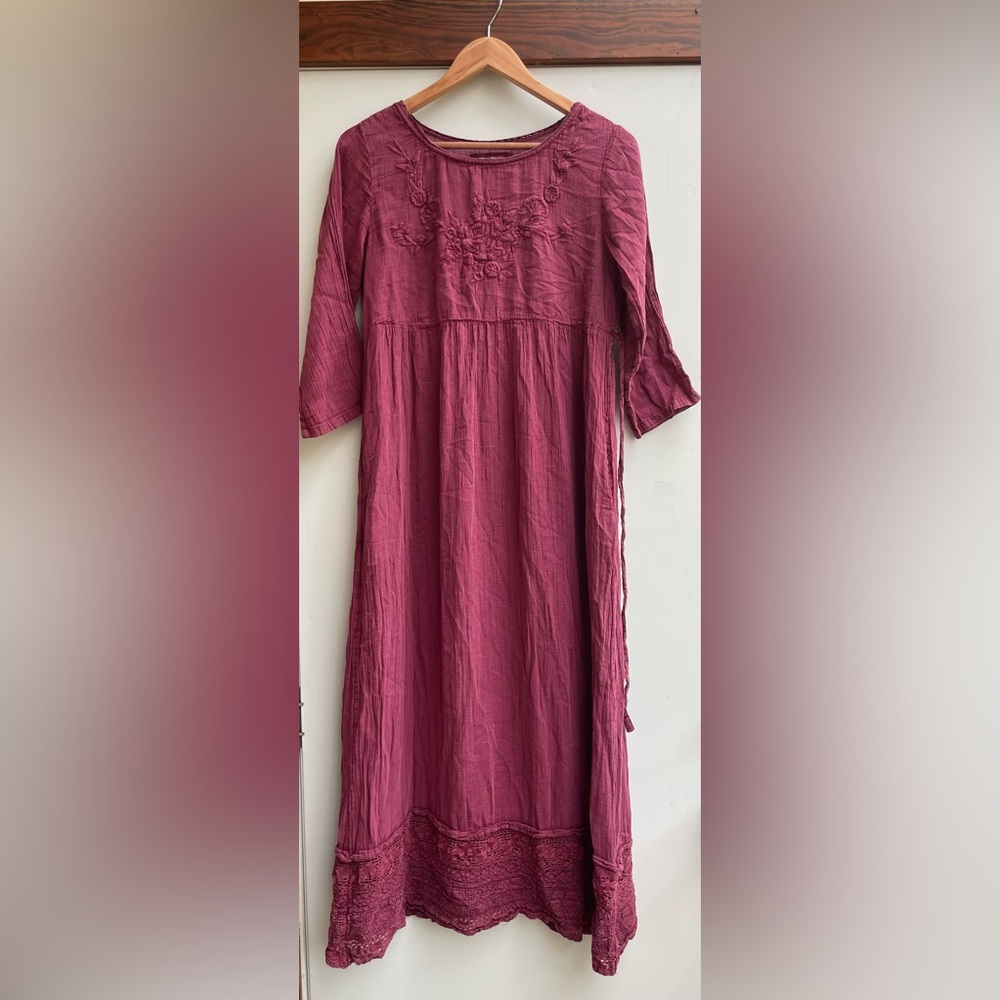 Violet Cotton Empire Waist Maxi Dress